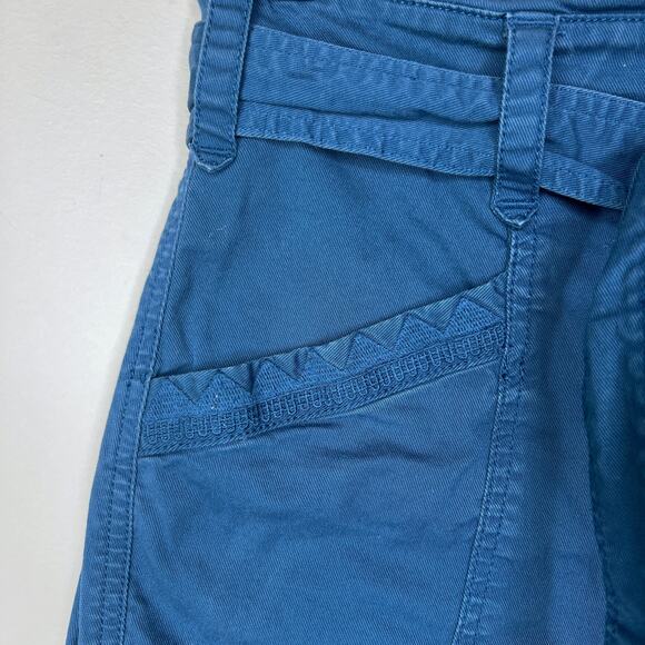 Anthropologie Ellie Embroidered High-Waisted Paperbag Utility Pants Teal Size 0 - Picture 2 of 11